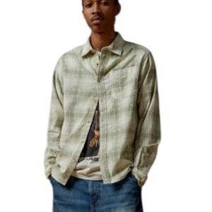 BDG Urban Outfitters Evan plaid corduroy button down shirt unisex Large NEW